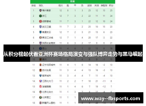 从积分榜起伏看亚洲杯赛场格局演变与强队博弈走势与黑马崛起